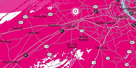 TMobile Coverage Map - January 6, 2017